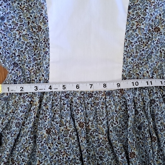 Vintage Women's S Prairie Swing Dress Handmade Blue White Ditzy Floral Cottage - Picture 10 of 13